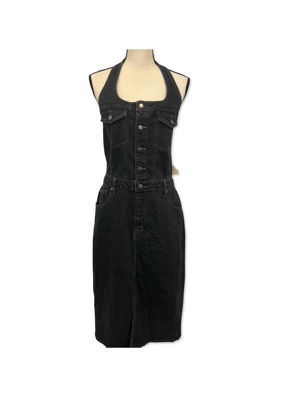 Universal Thread Black Denim Halter Midi Dress
